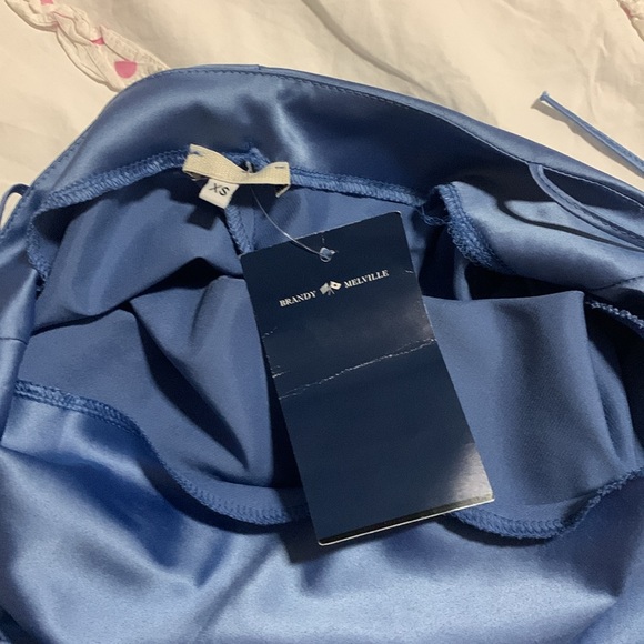 NWT Brandy Melville EU Europe Exclusive Blue Kim Cowl Neck Satin Dress - Picture 4 of 6